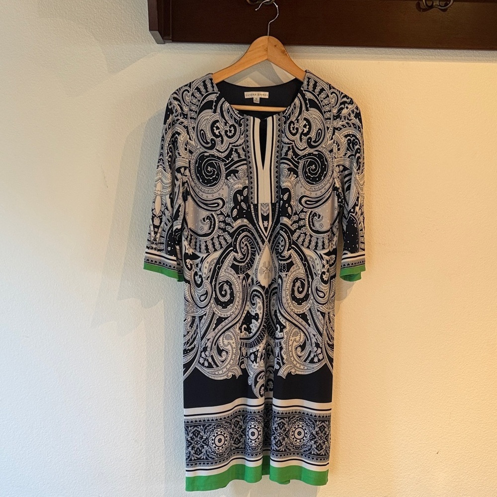 Sandra Darren Shift Dress, Colorblock Paisley Mini Dress, Size 12 - Picture 3 of 12